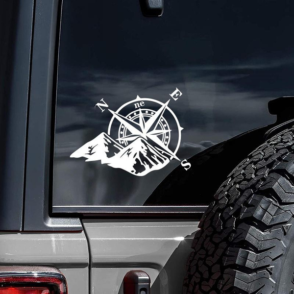 1PC Compass Decal Mountains For Camper car Adventure Car Stickers ...