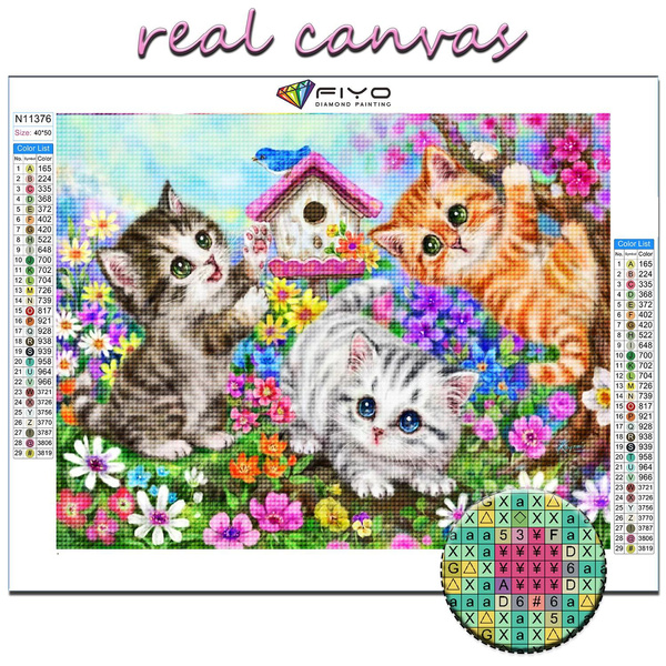 FBGood Cat Flowers And Birds DIY 5D Full Drill Diamond Painting Embroidery Cross Stitch Pictures Crystal Rhinestone Arts Craft Home Wall Decor Beginner 
