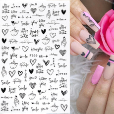 Heart, nail stickers, Flowers, art