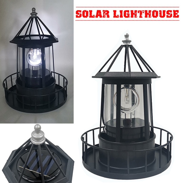 Solar - Powered LED Lighthouse Light Beacon Garden Yard Lawn Decor ...