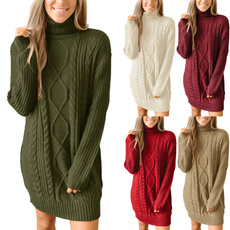 knitted, Fashion, sweater dress, long sleeve sweater