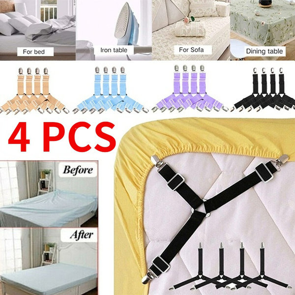 4PCS Triangle Bed Mattress Sheet Clips Grippers Straps Suspender ...