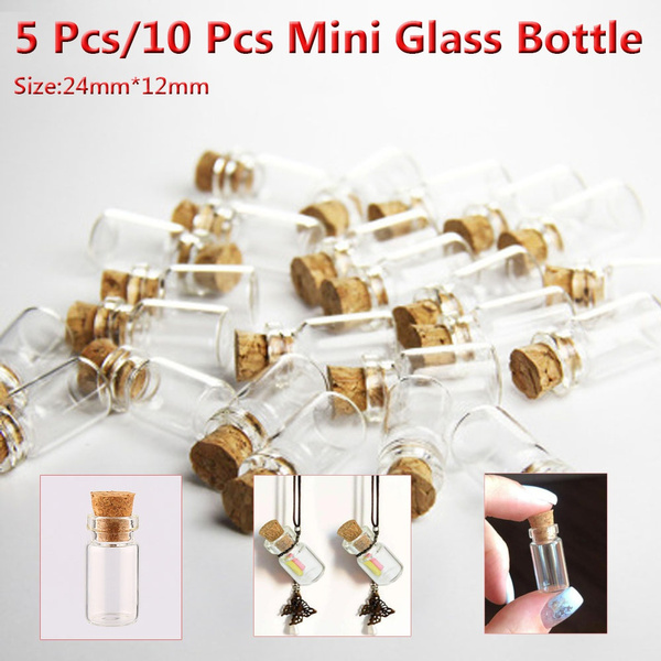 5PCS 5 Sizes Small Glass Bottles with Cork Stopper Tiny Containers