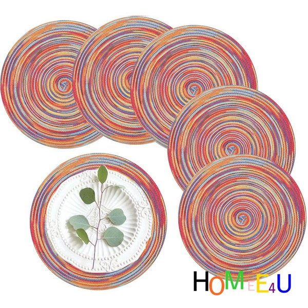Sparkle Braided Woven Cotton Placemats Round Place Mats Dining Table