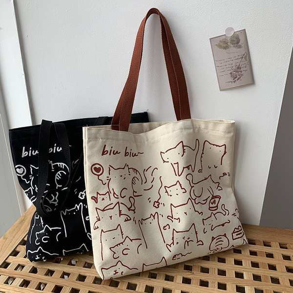 Cute tote bags canvas online