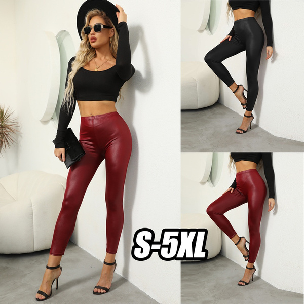 Amazon.com: ZENGKER Womens Faux Leather Leggings Stretch High Waisted Pu  Leather Pants Elastic Skinny Pencil Pants Legging Pants (Color : Black,  Size : XXXX-Large) : Clothing, Shoes & Jewelry