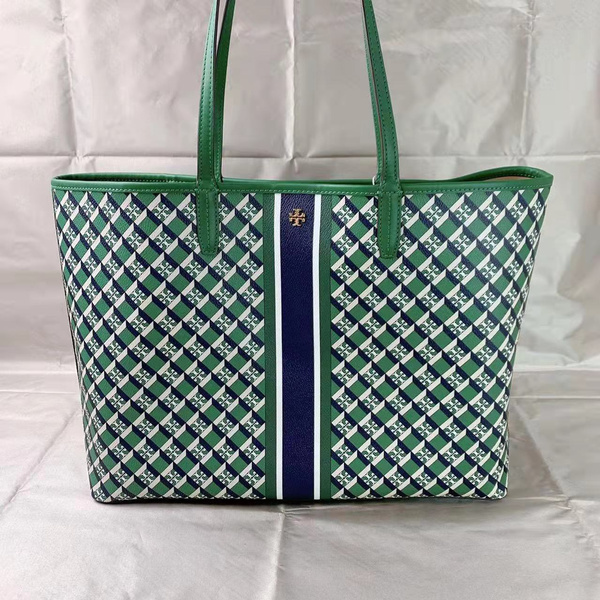 Tory Burch Geo Logo 82398 With Stripe Tote Bag In Green | Wish