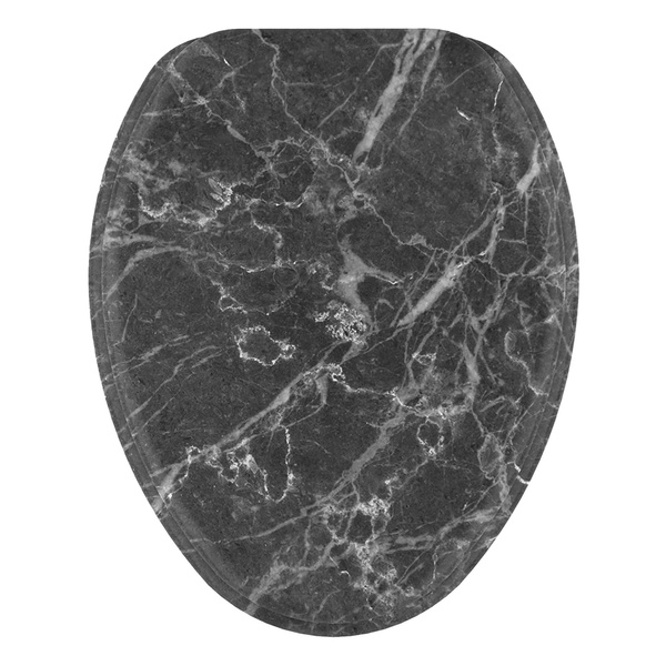 Sanilo Elongated Soft Close Wood Adjustable Toilet Seat, Marble Gray