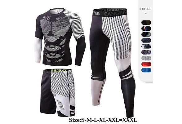 3Pcs/Set Gym Fitness Tracksuit Men's Running Sets Compression Basketball  Underwear Tights Jogging Sports Suits Clothes Dry Fit Sportswear