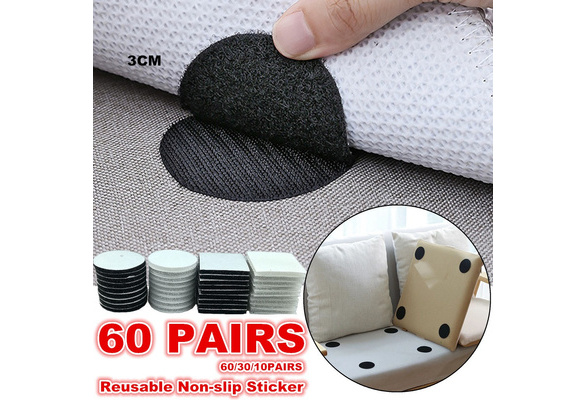 60/30/10 Pairs(120/60/20PCS) New 30mmAnti Curling Carpet Tape Rug Gripper  Velcro Secure the Carpet Sofa and Sheets in Place and Keep Corners Flat