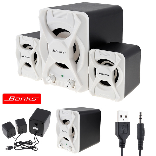 Bonks K2 White Notebook Combination Subwoofer Speakers with Vigorous