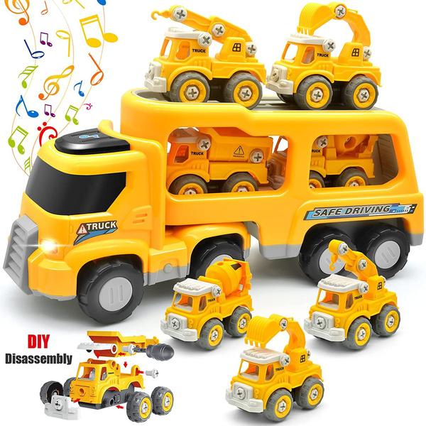 Toys For 1 2 3 Year Old Boy, 5 In 1 Diy Construction Truck Toddler Toys 