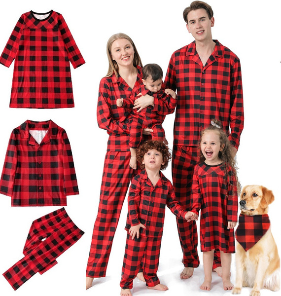 Christmas Pajamas Set Family Matching Outfits Plaid Mother Daughter Father  Son Pajamas Sets Mom Baby Mommy and Me Clothes