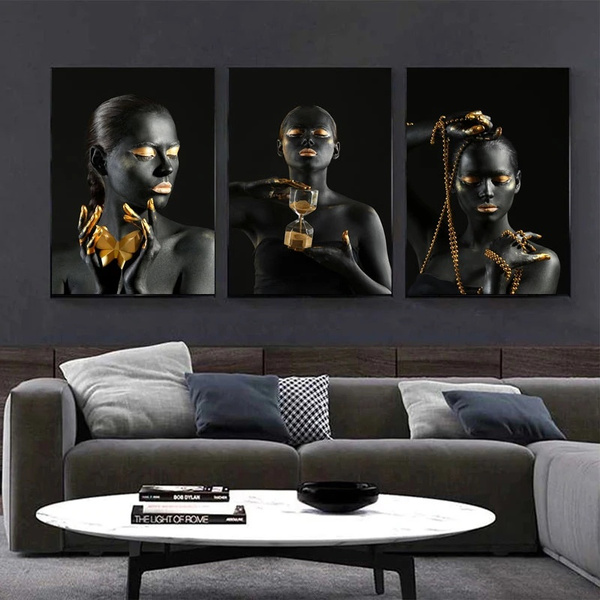 Black Gold Nude African Art Woman Oil Painting on Canvas Cuadros ...