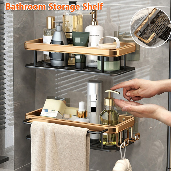 Punch-free Bathroom Shelf Shelves Shampoo Shower Storage Rack Kitchen Holder  Toilet Kitchen Organizer Bathroom Accessories Set