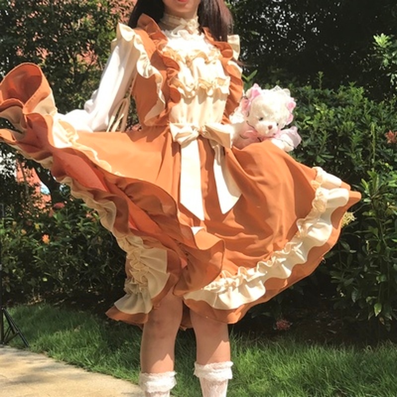 Strap Women Girl Lolita Dress Ruffles Sleeveless Japanese Retro