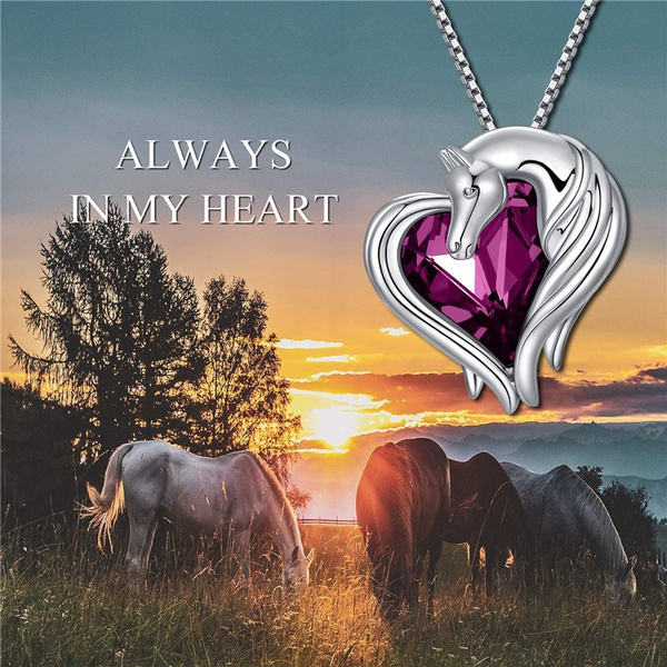 2 styles Horse Necklace Sterling Silver Horse in Heart Pendant Necklace  Animal Horse Jewelry Gift for Women Teen Girls Horse Lovers, Embellished  with