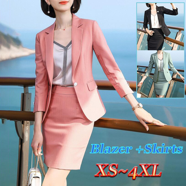 Women Suits Professional Spring New Fashion Stripe Blazer and Skirt ...