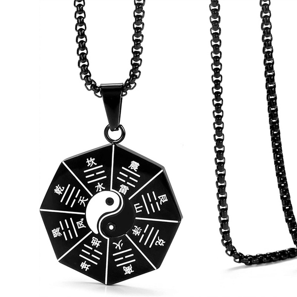 Taoism Yin Yang Trigram Stainless Steel Pendant Necklace for Men Women ...