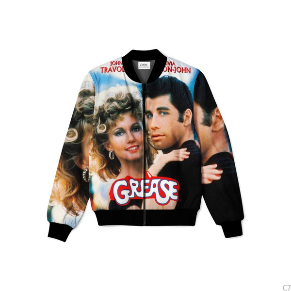New Zipper men/women grease 3D printed Zip up Jacket Coat Costume Tops