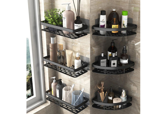 Homgreen Bathroom Shower Shelf,No Drill No Damage Wall Mounted,Clear  Invisible,Renter Friendly Shelves Can Be Used in Bedroom, Kitchen Bathroom,Office  (Four-piece set plus hair dryer holder ) 