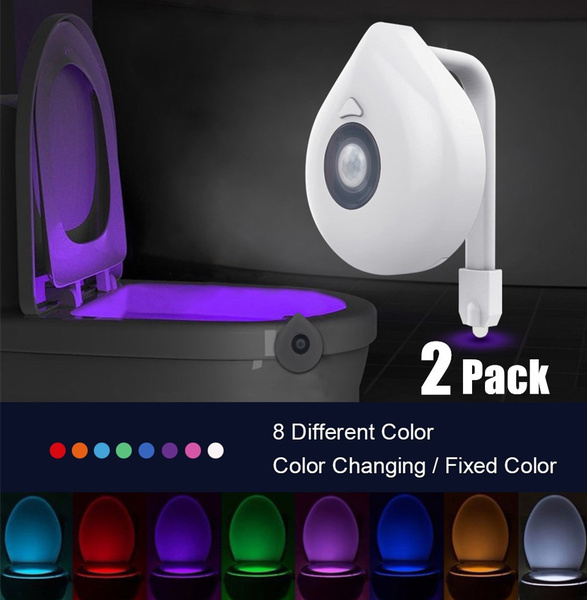 LED Toilet Light PIR Motion Sensor Night Lamp 8 Colors Backlight WC Toilet Bowl Seat Bathroom ...