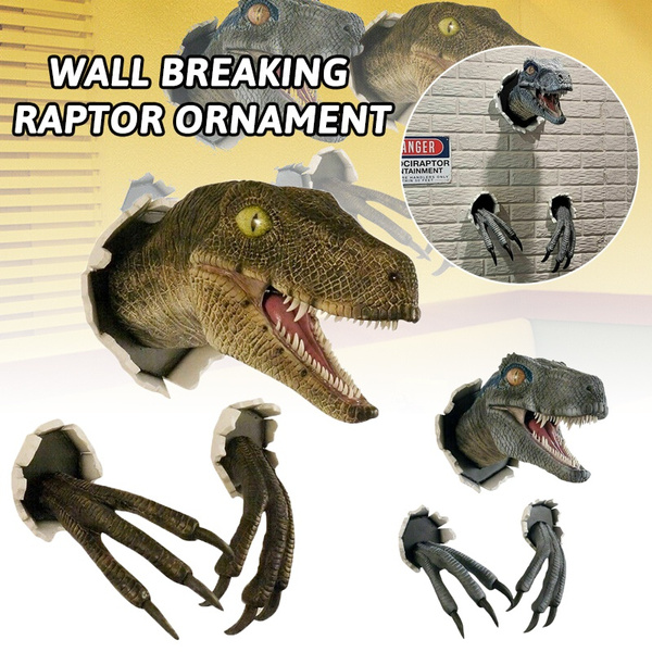 Wall Mounted Dinosaur Sculpture Wall Art Bursting Bust Decoration Gifts ...