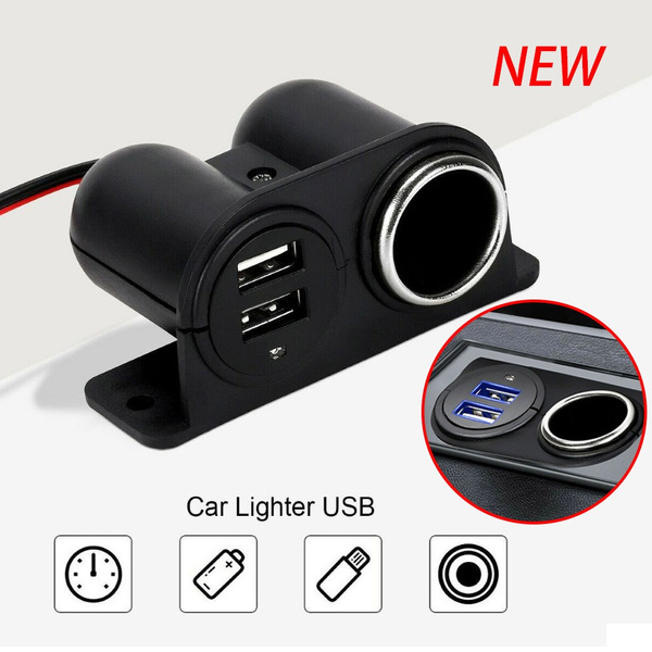 Dual USB Car Cigarette Lighter Socket Splitter 12V Charger Power Adapter  Outlet Accessories