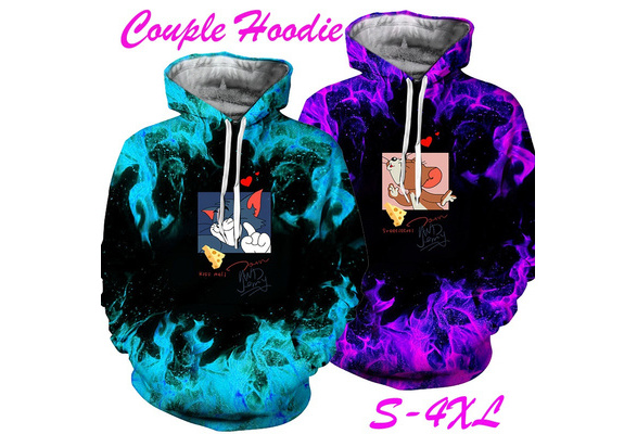 Matching Couple Tom and Jerry His and Her Hooded 3D Sweatshirt