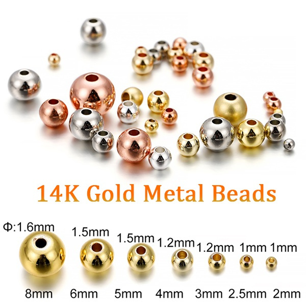 2/2.5/3/4/5/6/8mm Gold Silver Color Metal Beads Smooth Ball Spacer Beads  For Jewelry Making Bracelet Beads