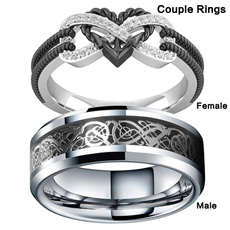 Couple Rings, Steel, Engagement, heartshapedring