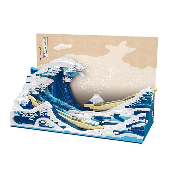 Moc pixel art mosaic painting building block creator the great wave off