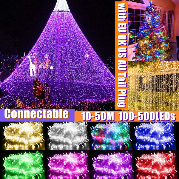 10-50M Fairy String Lights 100 LED 500LED Xmas Party Tree Decor Lamps In/Outdoor 
