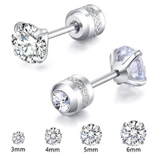 DIAMOND, gold, wedding earrings, Stainless Steel