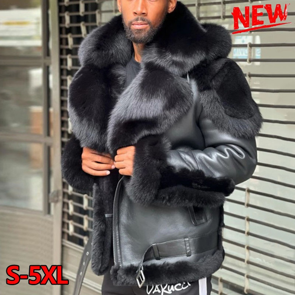 2022 New Men S Fashion Fur Lapel Thick, How Thick Should A Leather Motorcycle Jacket Be