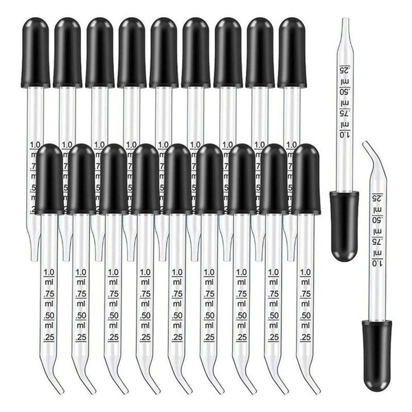 10pcs 1ml Glass Scale Dropper Rubber Head Scale Pipette Dropper ...