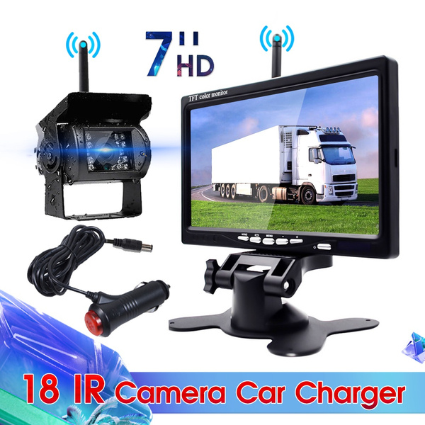 Waterproof Night Vision Wireless Rear View Camera 7 Inch HD TFT LCD Monitor Parking System Liehuzhekeji Wireless Car Backup Camera and Monitor Kit Car Charger for 12V-24V Truck RV Trailer Camper Bus 