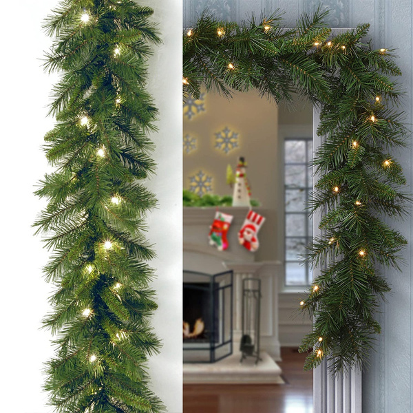 light up christmas fireplace garland