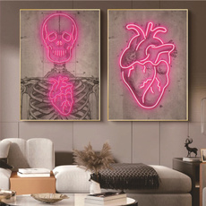 Heart, art, Skeleton, Wall