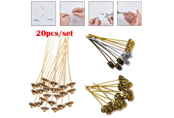 100 Gold Flower Head Pins Ticker 50mm Plated For DIY Jewelry