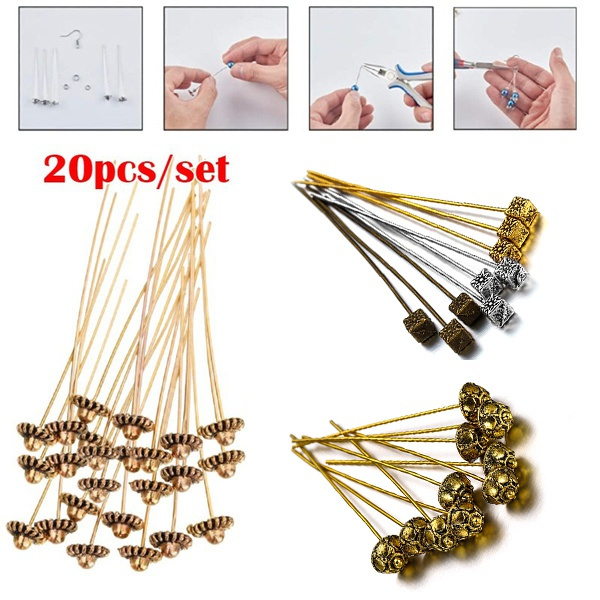 100Pcs Plated Eye head Pins Flat Head Pins Ball head Pins