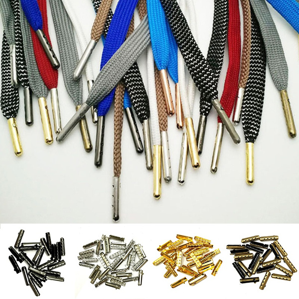 100 Pcs/Set Shoelace Head Metal Aglets DIY Repair Shoe Lace Replacement Shoelaces  Tips for Canvas and Sneakers