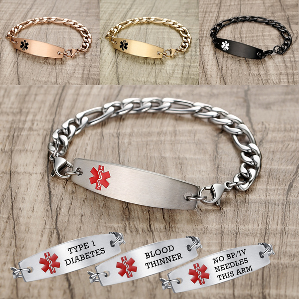 Interchangeable Medical Alert Bracelets-Pre-engraving Diabetic Type 1 / ...