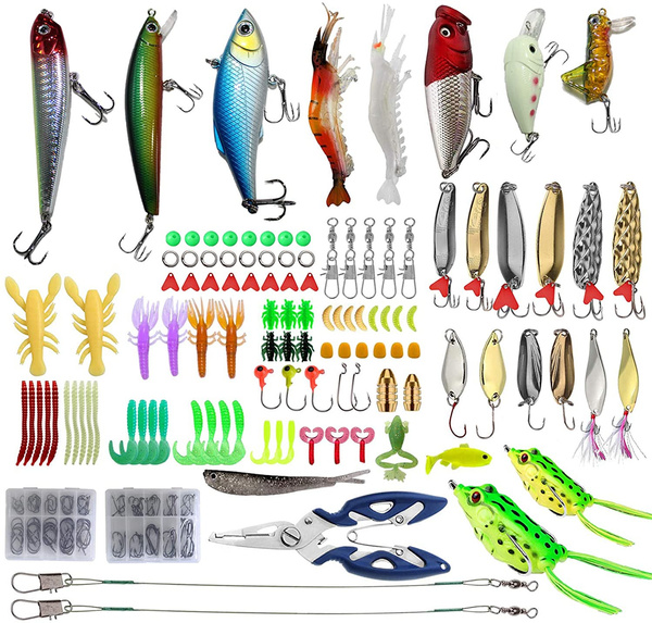 Fishing Lures Baits Set kit for Trout Salmon Bass Fishing Baits Include  Crank Bait Spoon Lures Jigs Topwater Lures for Freshwater Saltwater with  Tackle Box Fishing Gear Equipment