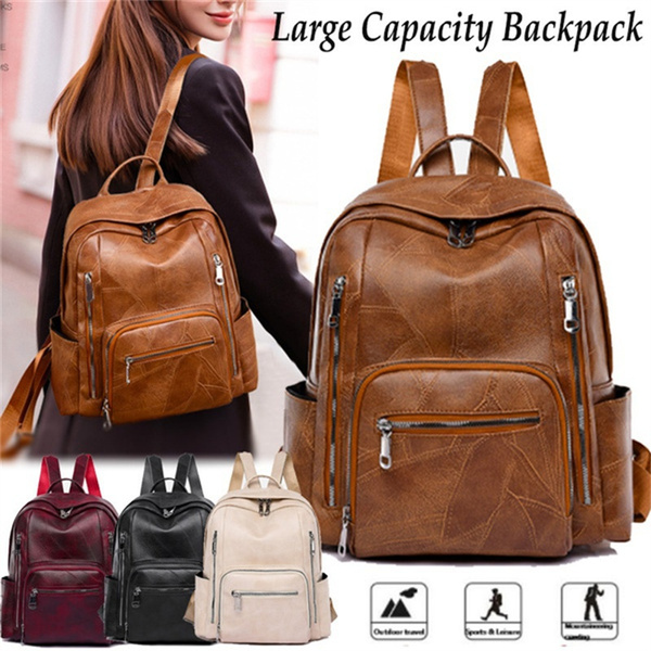 Vintage Multifunctional Women's Waterproof Backpack, Fashionable PU Leather  Backpack Laptop Work Backpack for Men and Women, Business Casual Computer  Backpacks Messenger Bag Work Tote Bag, Large Capacity Back Pack For  Outdoors Travel