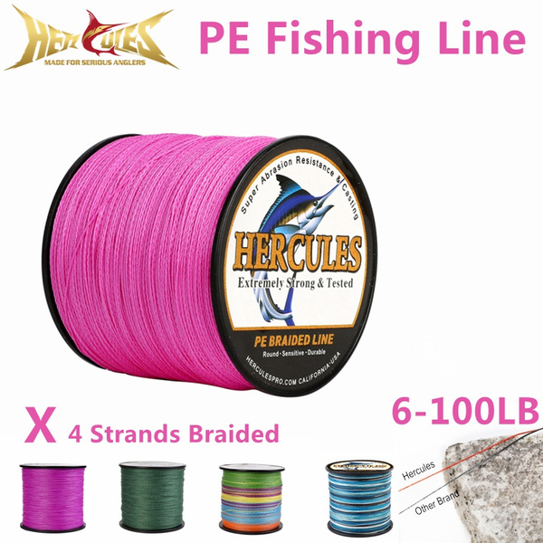 Hercules Fishing Line Braid 300M Super Strong 4 Strands 6lb-100lb Braided  Line Fishing Line Fishing Tackle PE Lines