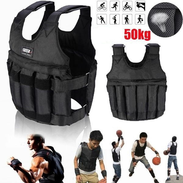 110LB Adjustable Workout Strength Training Weighted Vest Exercise Fitness 50KG 