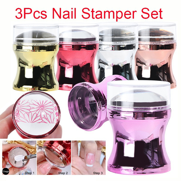 3Pcs Print Clear Nail Template Set Tools Nail Stamper Template Kits