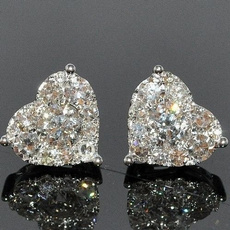Sterling, Heart, DIAMOND, moissanite earrings