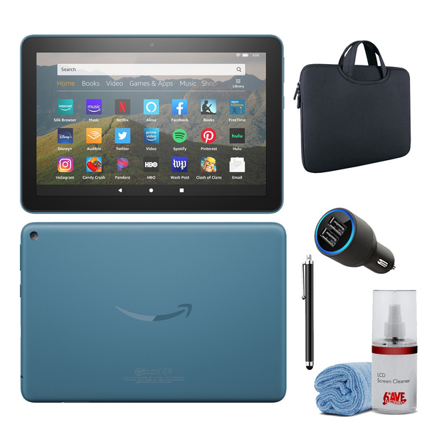 Fire HD 8 10th Generation-8 in-Tablet-32GB - Twilight Blue + USB  Car Adapter + LCD Scren Cleaner + Stylus Pen + Carrying Sleeve